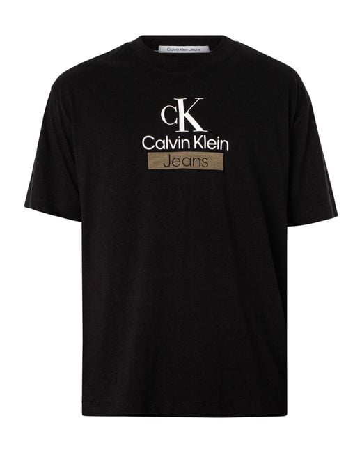 Calvin Klein Black Stacked Archival T-shirt for men