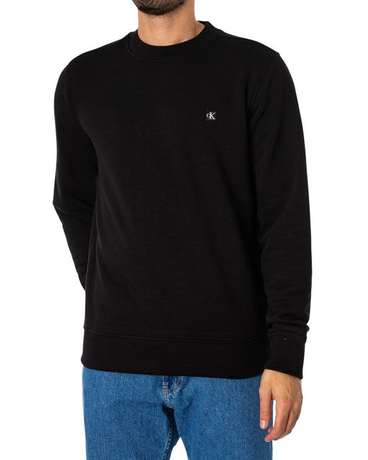 Calvin Klein Black Embroidered Chest Badge Sweatshirt for men