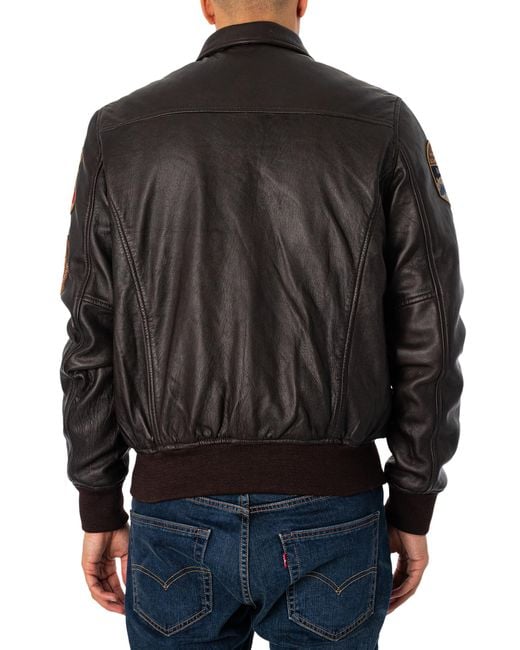 Schott Nyc Flight Leather Jacket in Black for Men | Lyst