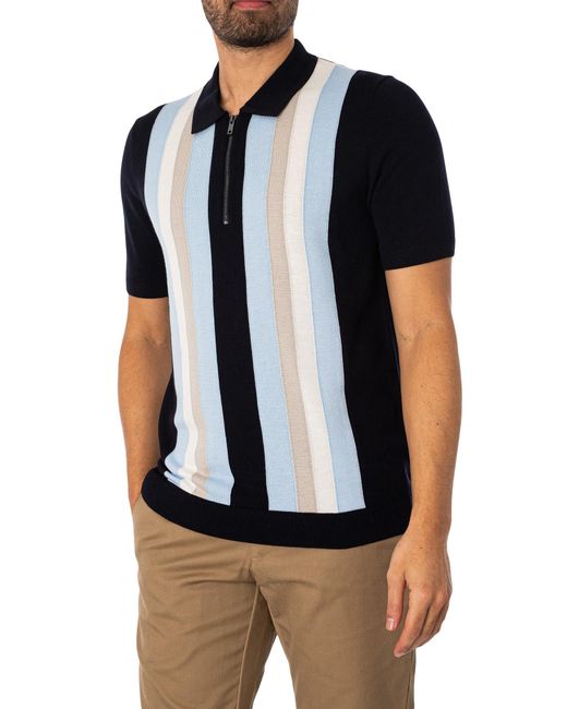 HUGO Blue Sholpon Zip Polo Shirt for men