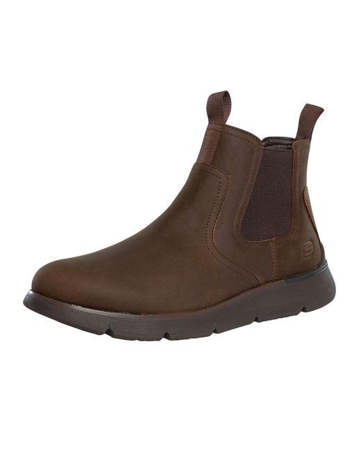 Skechers Brown Augustino Paulo Leather Chelsea Boots for men