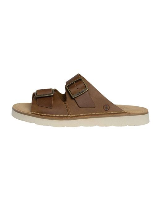 Clarks Brown Solsbury Strap Leather Sandals for men