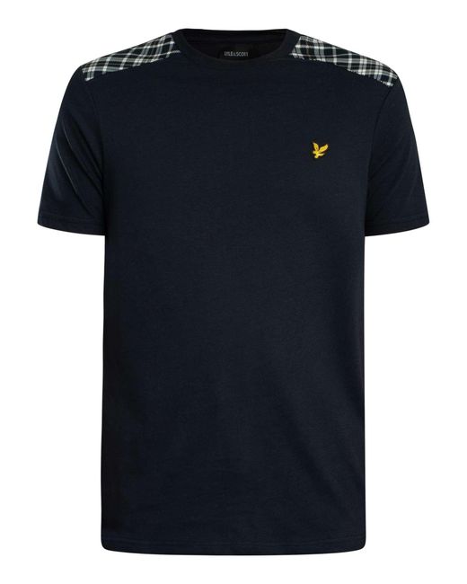Lyle & Scott Black Check Panelled T-shirt for men