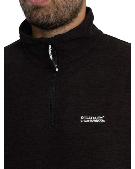 Regatta Black Thompson Marl Half Zip Fleece for men