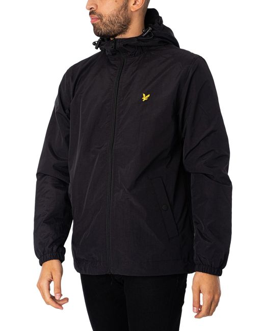 Lyle & Scott Black Zip Through Hooded Jacket for men