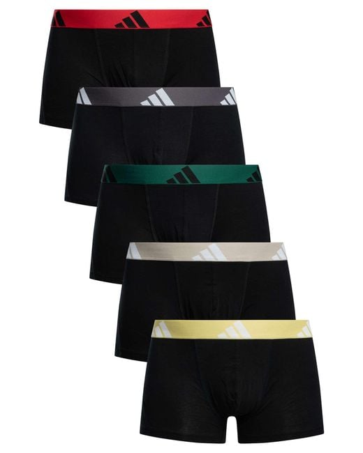 Adidas Black 5 Pack Active Flex Cotton Trunks for men