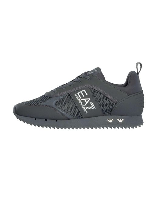 EA7 Blue Athletic Logo Mesh Trainers for men