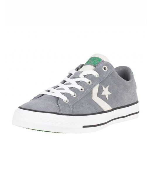 Converse Cool Grey/white Star Player Ox Suede Trainers in Gray for Men |  Lyst