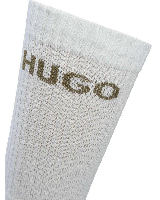 HUGO White 6 Pack Logo Quarter Socks for men