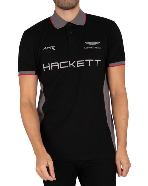 Hackett Black Aston Martin Racing Multi Polo Shirt for men