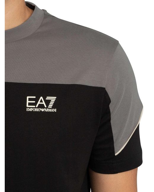 EA7 Black Regular Chest Logo T-shirt for men