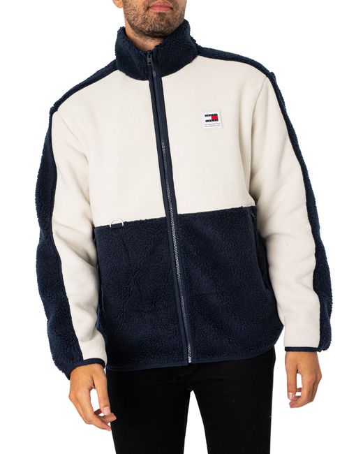 Tommy Hilfiger Blue Textured Mix Teddy Jacket for men