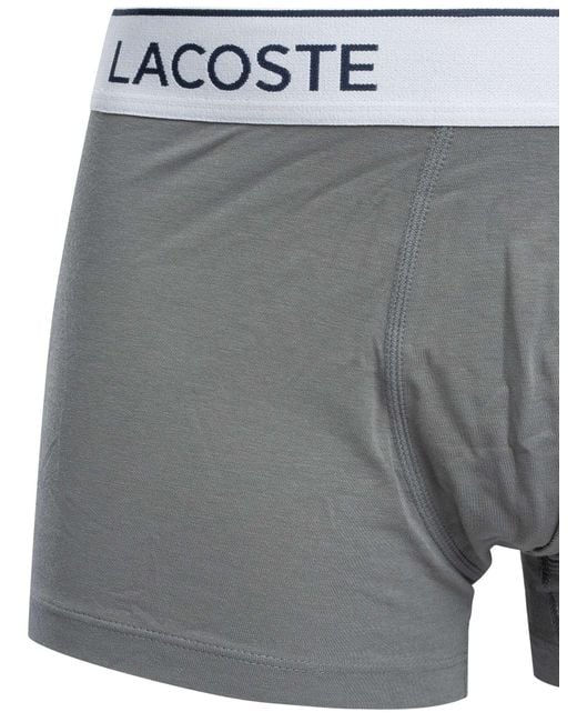 Lacoste Gray 3 Pack Cotton Stretch Trunks for men