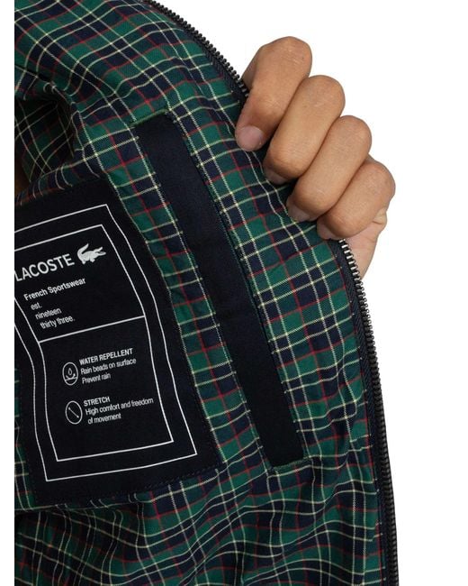 Lacoste Blue Water Repellent Twill Harrington Jacket for men