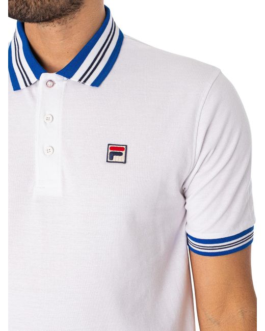 Fila White Faraz Tipped Rib Polo Shirt for men