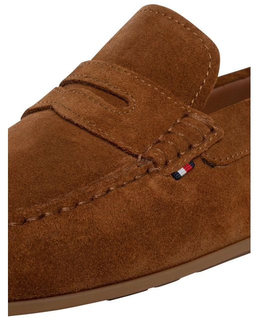 Tommy Hilfiger Brown Core Suede Driver Shoes for men