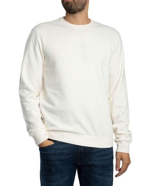 EA7 White Back Box Logo Sweatshirt for men