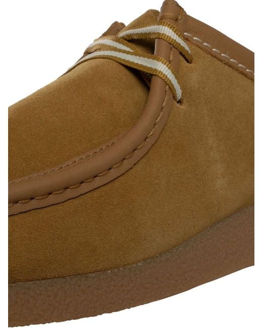 Clarks Brown Wallabee Evo Suede Shoes for men