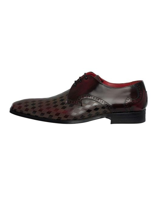 Jeffery West Brown Derby Leather Shoes for men