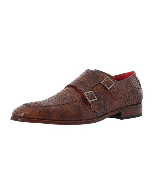 Jeffery West Brown Soprano Monk Leather Shoes for men