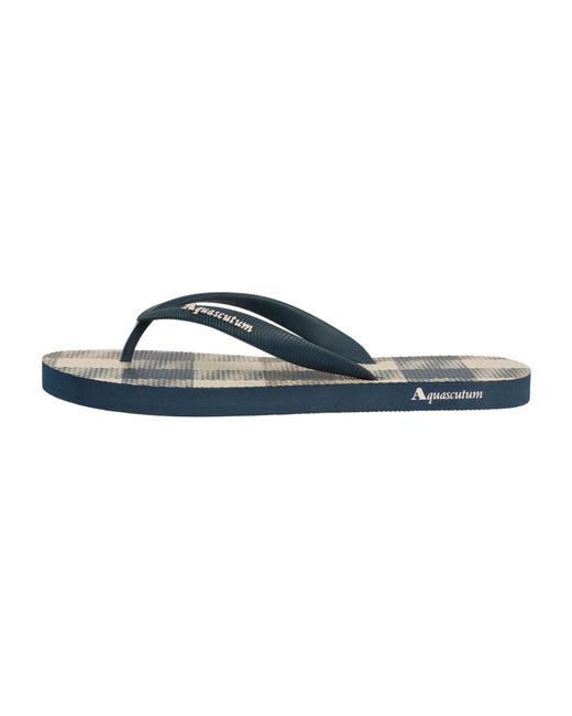 Aquascutum Blue Macro Iconic Flip Flops for men