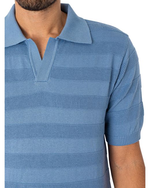 Far Afield Blue Marsan Raised Stripe Polo Shirt for men
