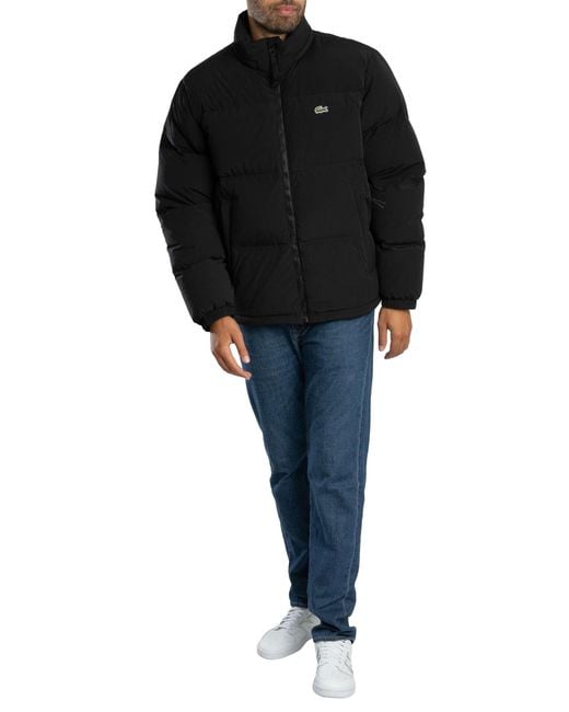 Lacoste Black Water Repellent Hooded Down Jacket for men