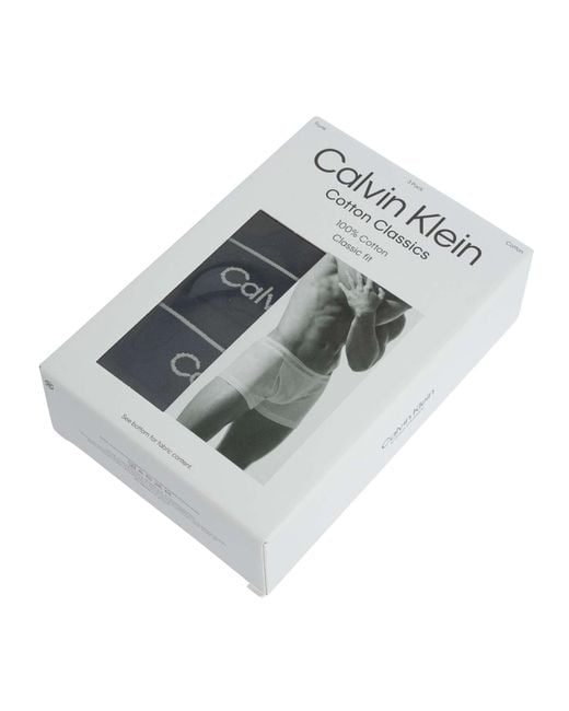 Calvin Klein Black 3 Pack Cotton Classics Trunks for men