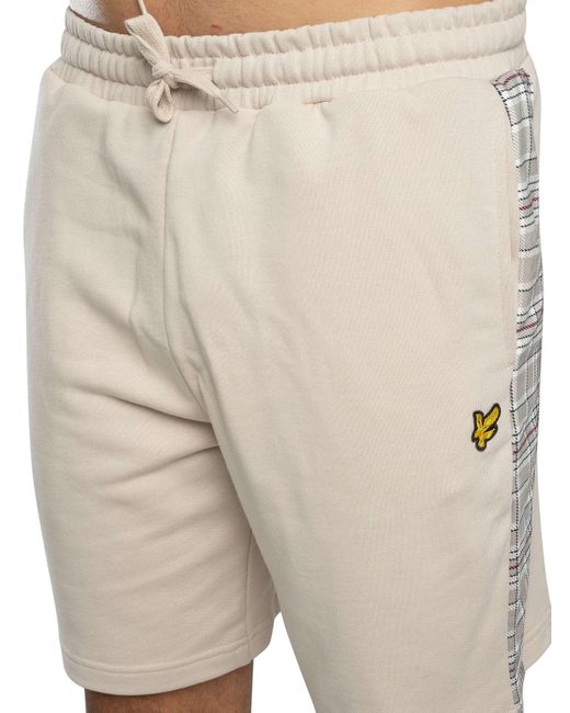 Lyle & Scott Natural Check Panelled Sweat Shorts for men