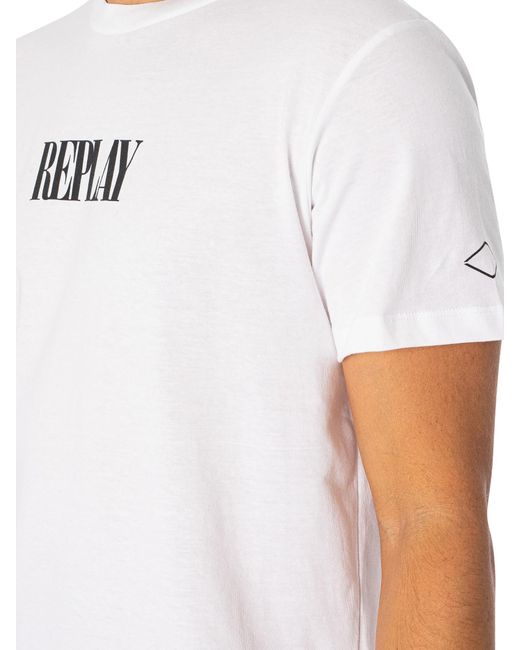 Replay Back Graphic T-shirt in White for Men | Lyst