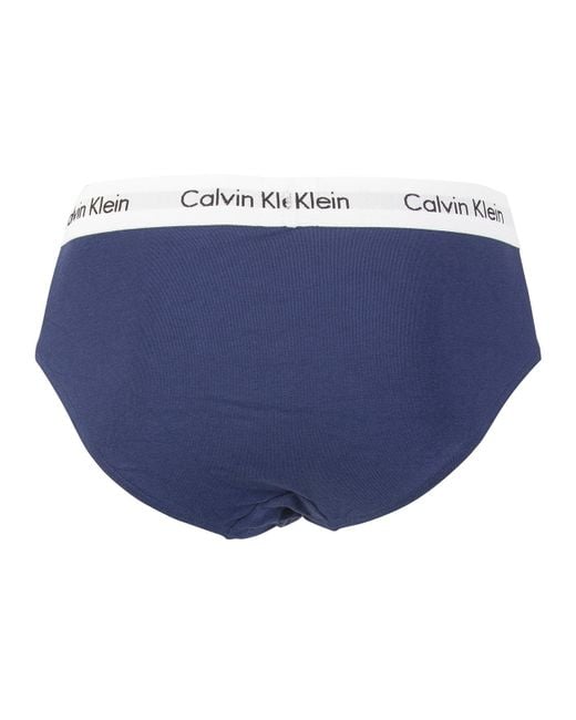 Calvin Klein 3 Pack Cotton Stretch Briefs in Blue for Men