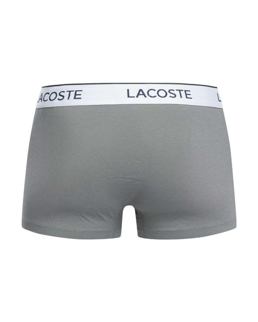 Lacoste Gray 3 Pack Cotton Stretch Trunks for men