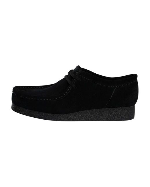 Clarks Black Wallabee Evo Suede Shoes for men