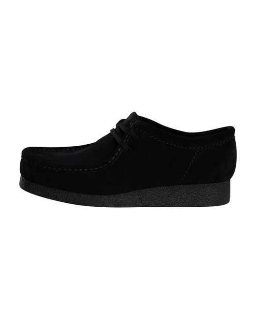 Clarks Black Wallabee Evo Suede Shoes for men
