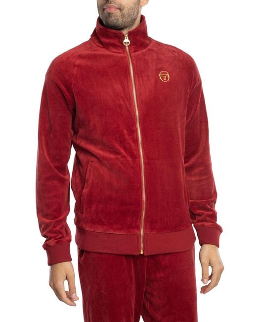 Sergio Tacchini Red Court Velour Track Jacket for men