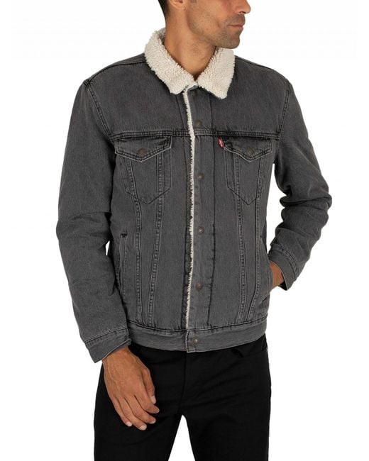 Levi's Gray Denim Sherpa Trucker Jacket for men