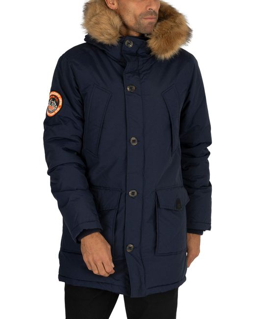 Superdry Fur Everest Parka Jacket in Blue for Men | Lyst