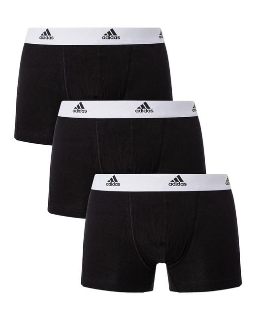 adidas 3 Pack Active Flex Trunks in Black for Men
