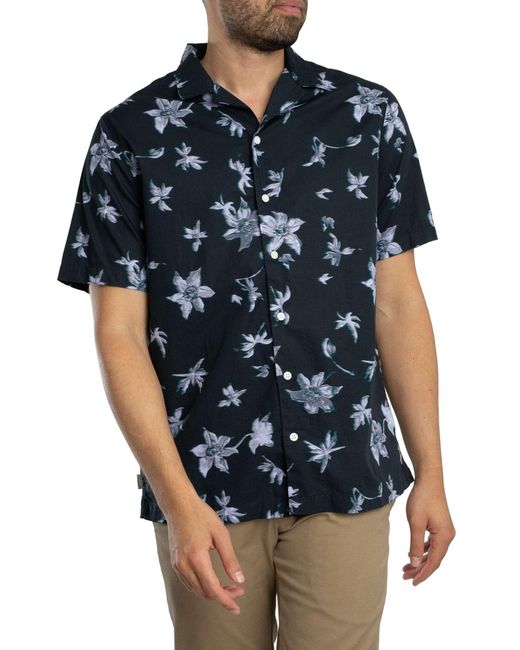 Superdry Blue Cabana Print Short Sleeved Shirt for men