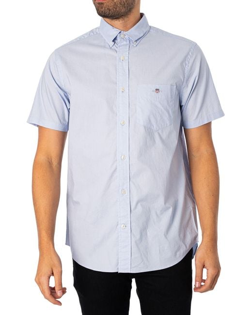 Gant White Regular Poplin Short Sleeved Shirt for men