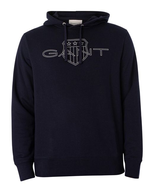 Gant Blue Graphic Logo Pullover Hoodie for men