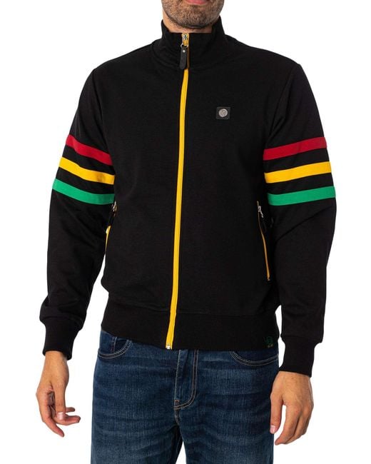 Trojan Black Stripe Sleeve Track Jacket for men