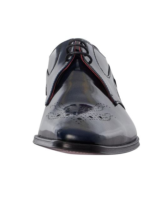 Jeffery West Blue Arrow Derby Polished Leather Shoes for men