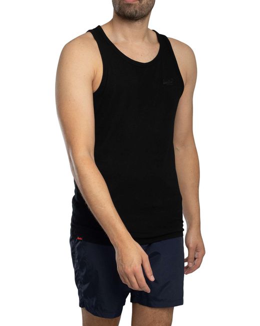Superdry Black Essential Logo Vest for men