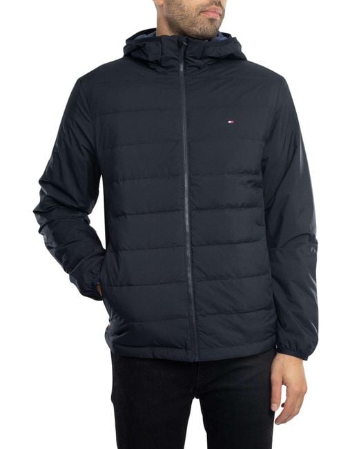 Tommy Hilfiger Blue Mix Quilted Hooded Jacket for men