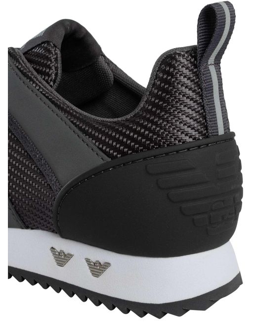 EA7 Gray Mesh Logo Trainers for men