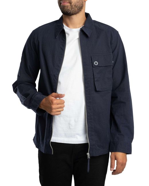 Pretty Green Blue Feltham Overshirt for men