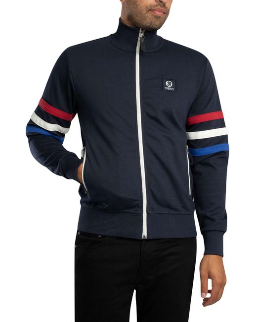 Trojan Blue Stripe Sleeve Track Jacket for men