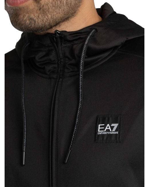 EA7 Black Gym Zip Hoodie Tracksuit for men