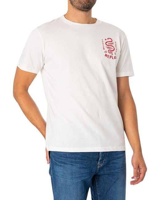 Replay White Back Graphic Logo T-shirt for men